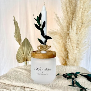 Gift desired text glass gift personalized candle dried flower desired name thank you birthday farewell Mother's Day Easter money gift