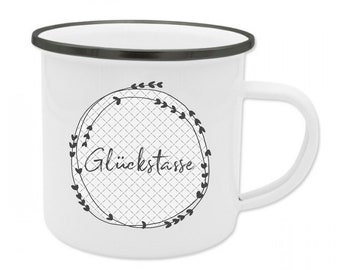 Glückstasse, Geschenkidee, Tasse aus Emaille