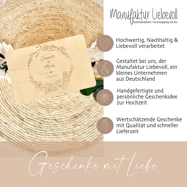 Erinnerungskiste Hochzeitsgeschenk Personalisiert Erinnerungsbox Holzkiste Geldgeschenk Hochzeit Geschenk Wedding Gift Manufaktur Liebevoll Bild 2