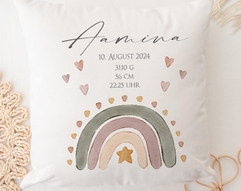 Pillow Personalized Birth Pillow Rainbow Pillow Birth Pillow with Name Baby Pillow Gift Birth Pillow Baby Manufactory Lovingly
