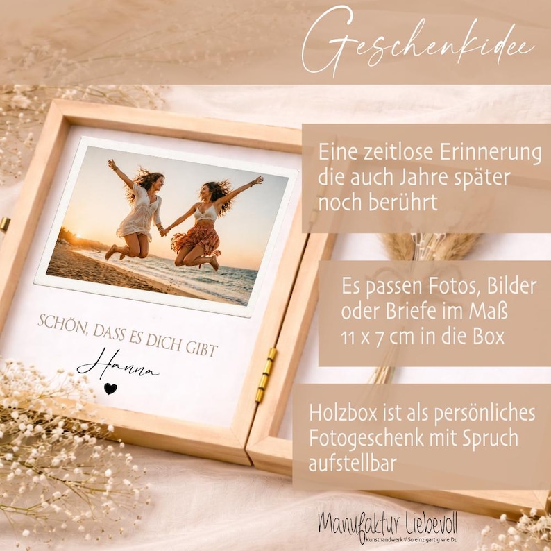 Personlig present till flickvän | Bästa vänpresent till födelsedag eller jul | Fotopresent i trä med namn | Tackpresent till flickvän bild 5
