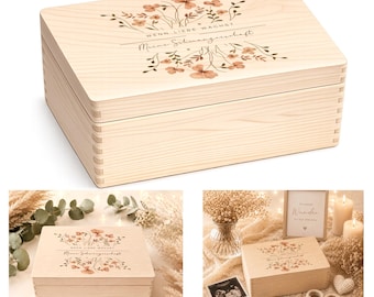 Erinnerungskiste Schwangerschaft Erinnerungsbox Schwangerschaft Holzbox Schwangerschaft Erinnerungen Memory Box Geschenk für werdende Mama