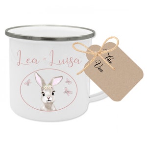 Personalisierte Kindertasse mit Namen Geschenk Tasse Hase Geburtstag Namenstasse Einschulung Kindertag Ostern 5 Motive zur Auswahl Bild 1