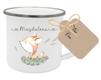 Cup Fox Children's Cup Personalized Name Enamel Forest Animals Gift Gift Idea