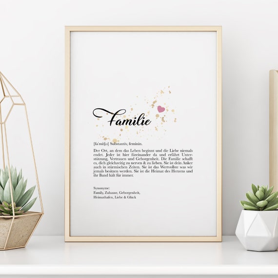 Digitales Poster Familie Geschenk Definition Geburtstag Weihnachten | Manufaktur Liebevoll