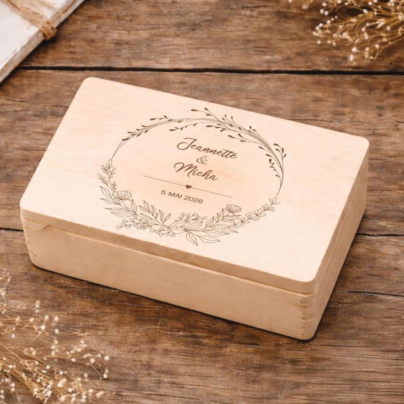 Wedding keepsake box, wedding gift, wedding memory box, money gift box, personalized wedding gift, wedding box with names image 4