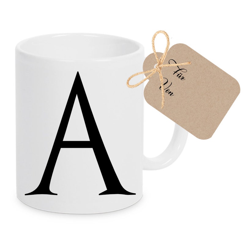 Tasse mit Buchstaben Kaffeetasse personalisiert Tasse mit Anfangsbuchstaben Kaffeebecher personalisiert Geschenk Mann Frau Keramik Schwarz Bild 2