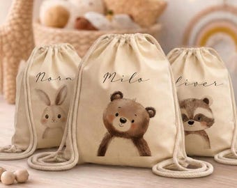 Borsa da palestra personalizzata per bambini, zainetto per l'asilo nido/scuola materna, borsa per vestiti di ricambio e attrezzatura sportiva, regalo per l'inizio dell'asilo.