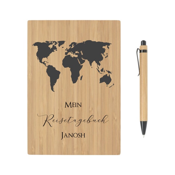 Reisetagesbuch Personalisiert Name Notizbuch Reisen Urlaub Planer Geschenk Travel Welt DIN A5