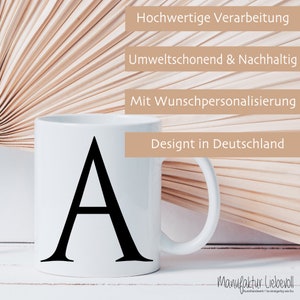 Tasse mit Buchstaben Kaffeetasse personalisiert Tasse mit Anfangsbuchstaben Kaffeebecher personalisiert Geschenk Mann Frau Keramik Schwarz Bild 6