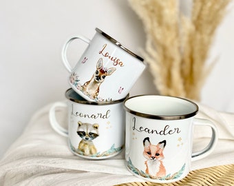 Kindertasse Name Emaille Tasse Kind Kindergeschirr personalisiert Kinder Geschenk Zahnputzbecher Geburtstagsgeschenk Manufaktur Liebevoll