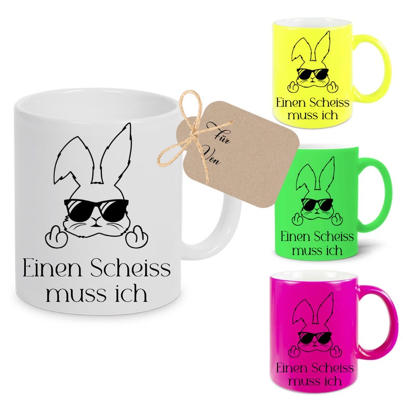 Tasse avec dicton Je dois avoir une merde Pâques drôle tasse lapin de Pâques néon cadeau de Pâques mari femme petite amie tasse à café tasse de Pâques image 10