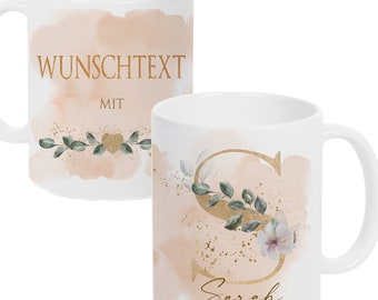 Personalisierte Tasse Name Sie Frau Wunschtext Buchstabe Kaffeetasse Geschenk Geburtstag Dankeschön Abschied Eukalyptus Manufaktur Liebevoll