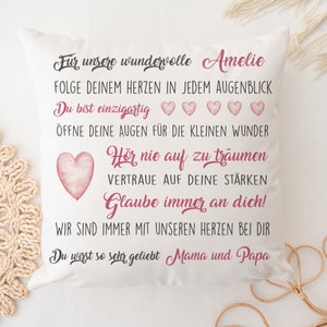 Pillow with name confirmation gift girl boy, communion gift girl, youth consecration baptism birthday confirmation school enrollment start of school