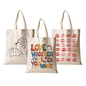 Stoffbeutel Einkaufstasche Beutel bedruckt Love Kiss Mittelfinger Fuck Statement Beuteltasche Damen Frau Liebe Manufaktur Liebevoll