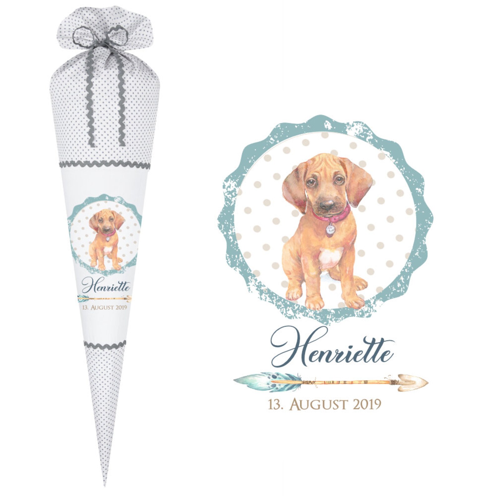 Große Schultüte aus Stoff Hund inkl. Rohling 70 Etsy