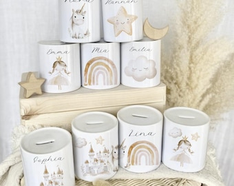 Babygeschenk Kinder Spardose personalisiert Namen Geschenk Geburt Taufe Taufgeschenk Baby Geschenk Kinder Geldgeschenk Mädchen Jungen