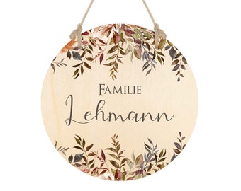 Door sign | Wood | Family sign | Name badge | Family | Front door sign with name