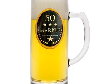 Vidrio de cerveza grabado nombre regalo cumpleaños 40 50 60 70 80 taza de cerveza regalo de cumpleaños personalizado amigo colega marido manufactura amoroso