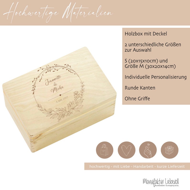 Erinnerungskiste Hochzeitsgeschenk Personalisiert Erinnerungsbox Holzkiste Geldgeschenk Hochzeit Geschenk Wedding Gift Manufaktur Liebevoll Bild 3