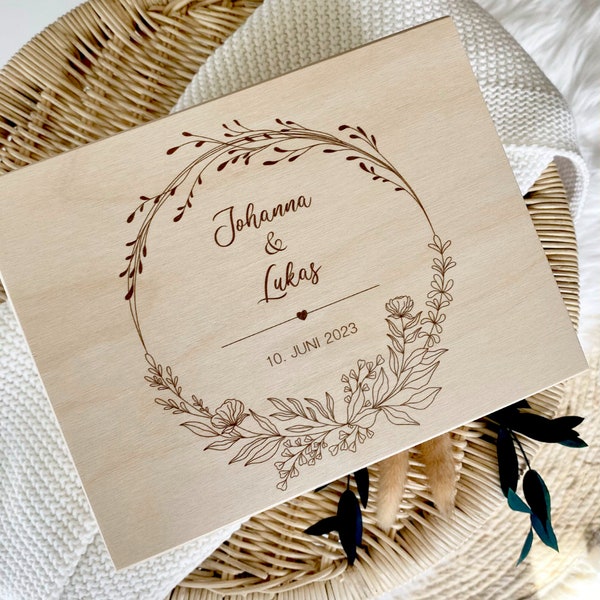 Erinnerungskiste Hochzeit Personalisiert Hochzeitsgeschenk Eheleute Andenken Brautpaar Erinnerungsbox Holzkiste Gravur Geschenk