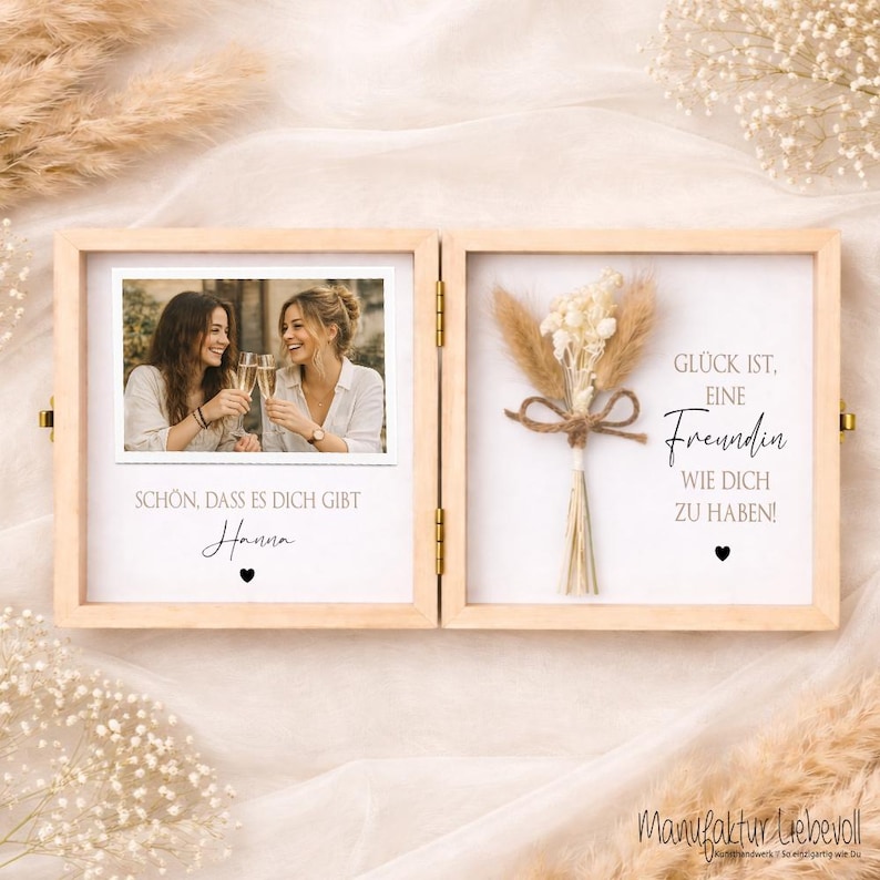 Personlig present till flickvän | Bästa vänpresent till födelsedag eller jul | Fotopresent i trä med namn | Tackpresent till flickvän bild 6