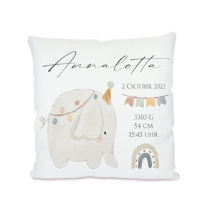 Name Pillow Personalized Elephant Birth Date Baby Gift Birth Gift Baby Pillow Name Weight Size Time Pillow