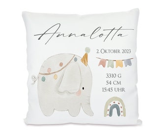 Name Pillow Personalized Elephant Birth Data Baby Gift Birth Gift Baby Pillow Name Weight Size Time Pillow