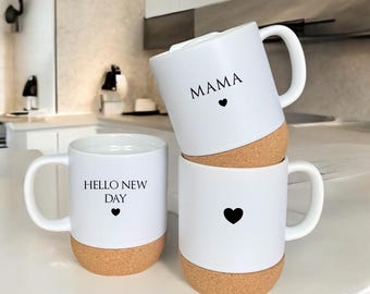 Mug Personalized Custom Text Heart Coffee Mug Cork Lettering Mug Ceramic Mug with Name Gift Woman Man Manufactory Loving