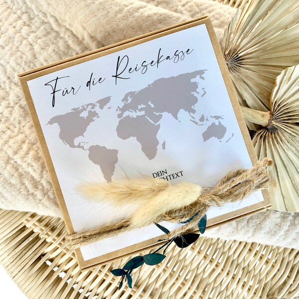 Geldgeschenk Reisekasse Personalisiert Urlaub Travel Geschenkverpackung Box Geschenk Reise Weltkarte Schachtel | Manufaktur Liebevoll