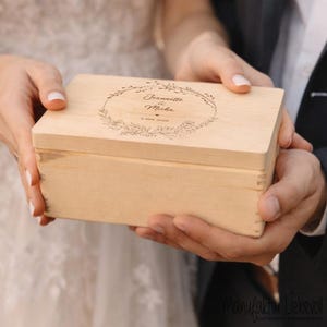 Wedding keepsake box, wedding gift, wedding memory box, money gift box, personalized wedding gift, wedding box with names image 6