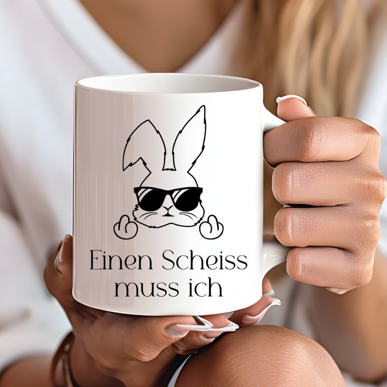 Tasse avec dicton Je dois avoir une merde Pâques drôle tasse lapin de Pâques néon cadeau de Pâques mari femme petite amie tasse à café tasse de Pâques image 7