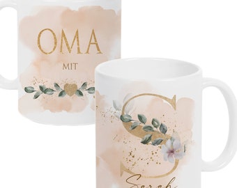 Personalisierte Tasse Name Oma Geschenk Omi Großmutter Geburtstag Buchstabe Kaffeetasse Dankeschön Geburtstagsgeschenk, Manufaktur Liebevoll