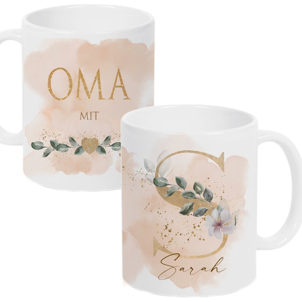 Personalisierte Tasse Name Oma Geschenk Omi Großmutter Geburtstag Buchstabe Kaffeetasse Dankeschön Geburtstagsgeschenk, Manufaktur Liebevoll