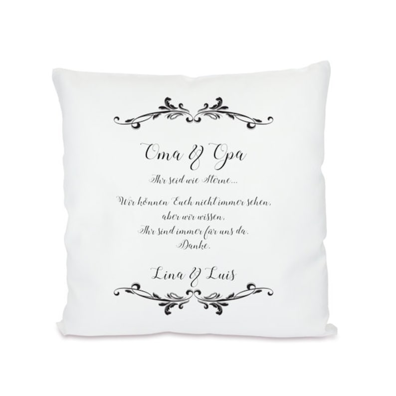 Gift grandma and grandpa, personalized pillow with name and saying in vintage style image 1