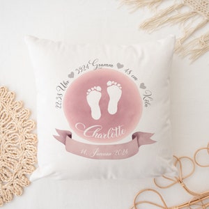 Birth Pillow Pillow Personalized Footprints Pillow with Name Gift Birth Baby Gift Pillow Birth Manufactory Lovingly