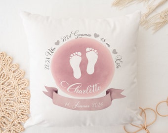 Birth Pillow Pillow Personalized Footprints Pillow with Name Gift Birth Baby Gift Pillow Birth Manufactory Lovingly
