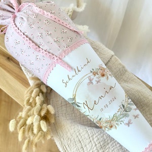 Schultüte Mädchen Schultüte Stoff Mädchen Einschulung Schulkind 2025 Zuckertüte Mädchen Schultüte Blumen Stoffschultüte Manufaktur Liebevoll