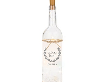 Gift "Lucky Light" for a special person - decorative bottle with name and lighting