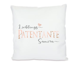 Geschenk | Patentante | Kissen | Personalisiert | Name | Lieblingspatentante