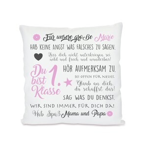 Geschenk Einschulung Kissen Personalisiert Schulkind Geschenkidee Einschulungsgeschenk Mädchen Jungen, Manufaktur Liebevoll Rosa