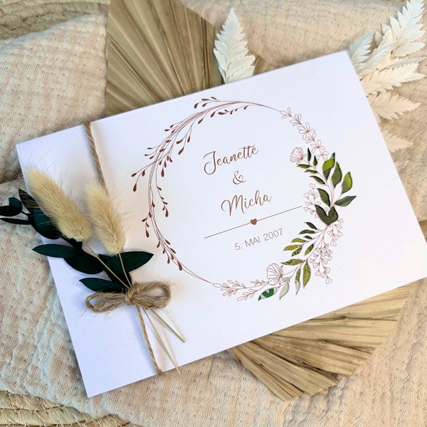 Personalisierte Hochzeitskarte Namen Datum Spruch I Geldgeschenk Karte Hochzeit I Hochzeitsgeschenk Blumen I persönliches Geschenk Trauung