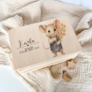 Wooden Box Memory Box Personalized Baby Mouse Storage Baby Gift Birth Birth Gift Memory Box Gift Wooden Box