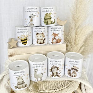 Personalisierte Kinder Spardose Namen Geschenk Geburt Taufe Taufgeschenk Baby Geschenk Geldgeschenk Sparbüchse Keramik Manufaktur Liebevoll