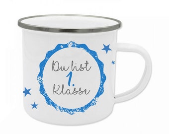 Geschenk zu Einschulung für Jungen, Einschulungsgeschenk, Tasse mit Spruch "Du bist 1. Klasse"