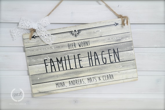 Turschild Hausturschild Namensschild Aus Holz Mit Namen Der Etsy