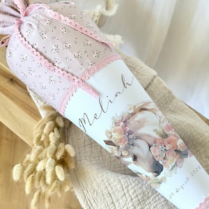 Schultüte Mädchen Personalisiert Schultüte Pferd Zuckertüte Mädchen Schultüte Stoff Zuckertüte Pferd Stoffschultüte Manufaktur Liebevoll