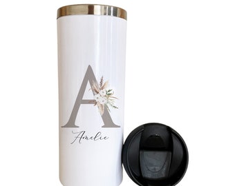 Stainless steel thermal mug Personalized coffee mug to go gift Best friend employee colleague Thermo mug with lid