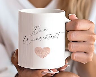Taza de cerámica personalizada con texto deseado, taza de café personalizada con texto y corazón deseado, taza de cerámica, regalo para esposa, mejor amiga
