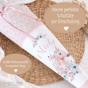 Einhorn Schultüte Mädchen personalisiert - Pony Schultüte mit Namen - Mädchen Stoff Schultüte Pferd - Einschulung Mädchen - Schulkind 2026